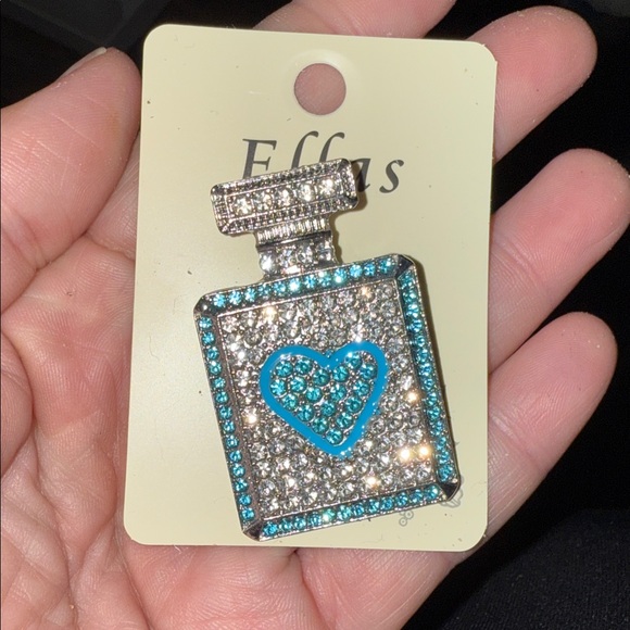 Ellas Jewelry - Silver and Blue  Perfum Bottle Brooch